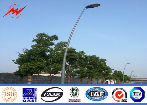Street Lighting Single Bracket Parking Light Poles 6m Height Steel 3mm Thickness