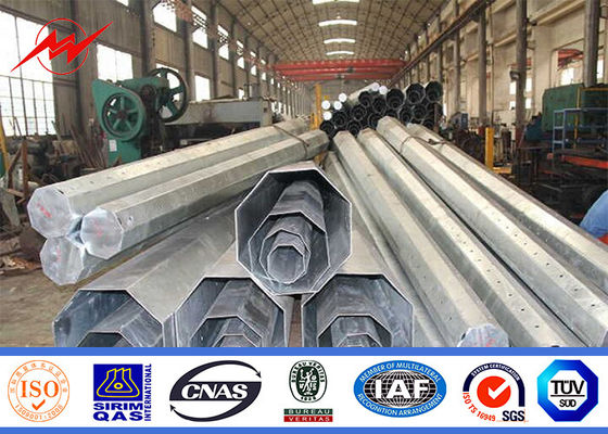 14M Hot Dip Galvanized Steel Pole For Electrical Transmission , Medium Voltage