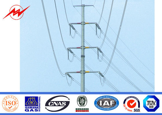 Metal Power Pole Electric Galvanized Steel Pole Anti Corrosion 10 KV - 550 KV