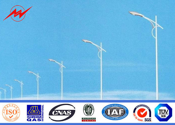 Tiang Lampu Jalan Listrik Oktagonal 5m Sampai 15m Dengan Lengan Melengkung Ganda 60mm Dia