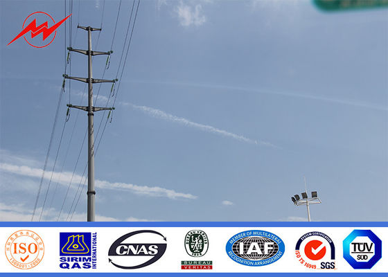 Medium Voltage Line 4mm Thickness Galvanized Steel Pole With Earth Rod Accessories