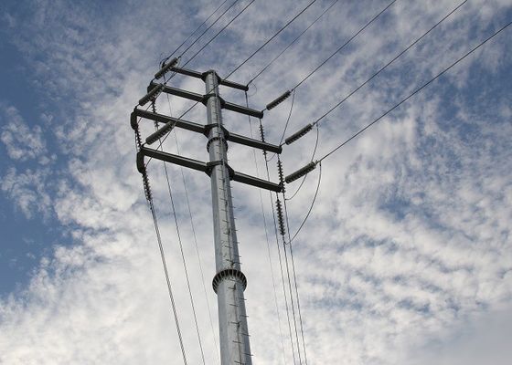 High Voltage 10 Kv - 220 Kv Utility Power Poles Tapered 15m 17m Metal Utility Poles