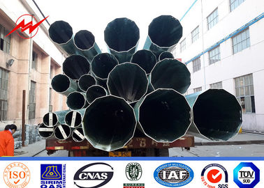 9m 12m 16m Galvanized Steel Pole Dengan Bitumen Dan Cross Arms