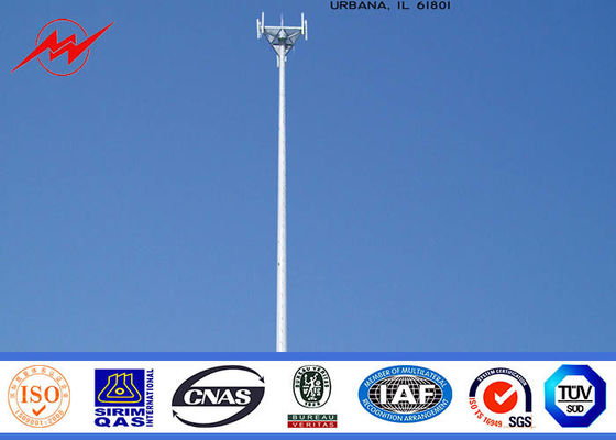 Tapered Monopole Antenna Tower Galvanised Mobile Communication Tower Three Sections