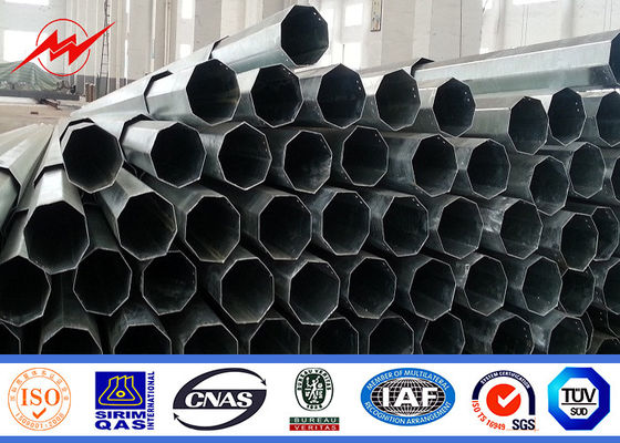 15m Electrical Galvanised Steel Pipe Taper / Polygonal Shape For Transmission Line