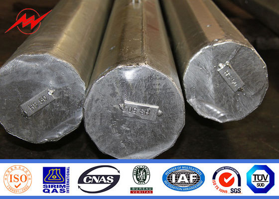 Africa Transmission Line Galvanized Steel Power Pole With Cross Beams 10KV - 220KV