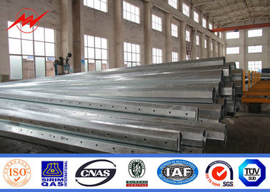 9m 12m 16m Galvanized Steel Pole Dengan Bitumen Dan Cross Arms