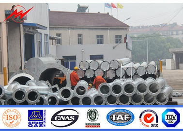 12m Distribusi Pole Galvanized Electric Steel Power Pole Cross Arm