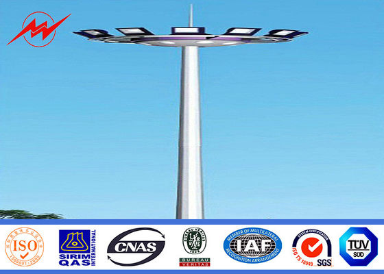 45M Galvanized Octagonal High Mast Light Pole Platform 80 nos LED Light For Stadium