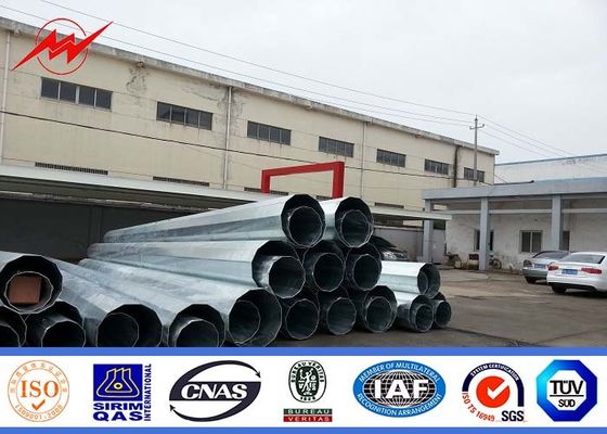 Transmission Line Galvanized Steel Pole / 132KV 16m steel tubular pole