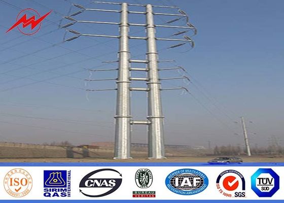 69kv 10m Hot Dip Galvanized Steel Power Pole Distribusi Line Pole Dengan Cross Arm Accessories
