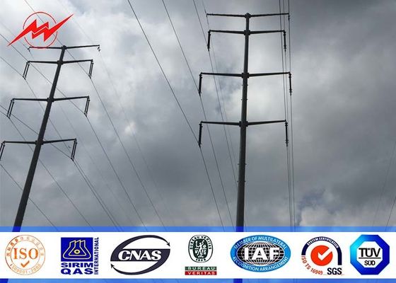 69kv 10m Hot Dip Galvanized Steel Power Pole Distribusi Line Pole Dengan Cross Arm Accessories