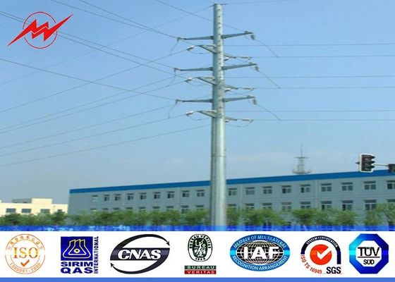 69kv 10m Hot Dip Galvanized Steel Power Pole Distribusi Line Pole Dengan Cross Arm Accessories