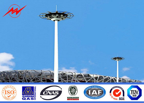 GR50 Steel 12 Sides Stadium Light High Mast Tower 10nos 200W HPS Lights Dengan Rode Sytem Maintanence