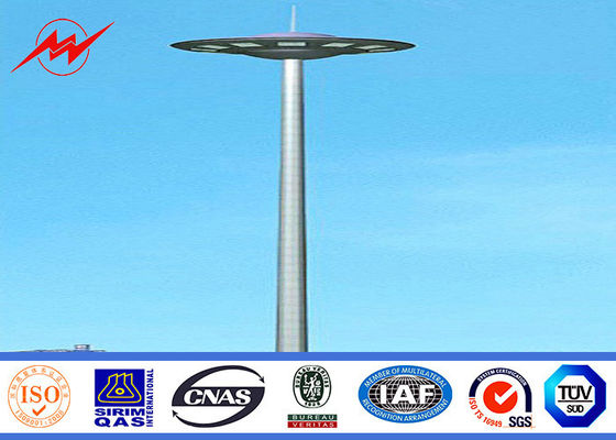 GR50 Steel 12 Sides Stadium Light High Mast Tower 10nos 200W HPS Lights Dengan Rode Sytem Maintanence