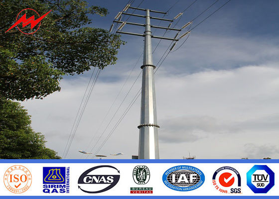 Galvanisasi Steel Metal Utility Poles Polygonal Shape Untuk Proyek Transmisi Tenaga Listrik 33kv