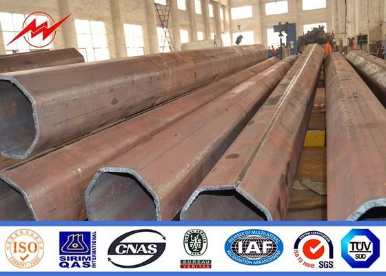18m Columniform Galvanized Steel Pole For Transmission Line , Utility Power Poles
