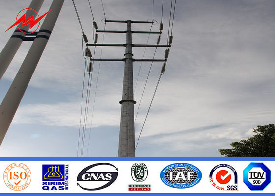Outdoor 11m Round Steel Utility Power Poles 5mm Tebal Untuk Jalur Transmisi