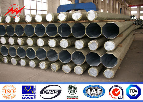 NGCP 65FT Galvanized Steel Pole dengan 450Mpa untuk kabel transmisi 69 kv ketebalan 10mm