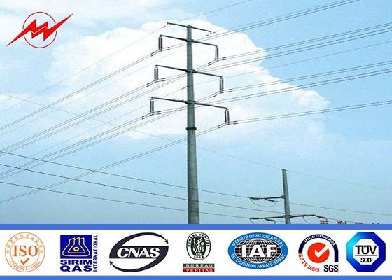 169KV Galvanized Steel Power Distribution Poles Dengan Cross Arm 12 Side