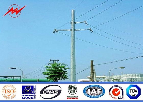 169KV Galvanized Steel Power Distribution Poles Dengan Cross Arm 12 Side