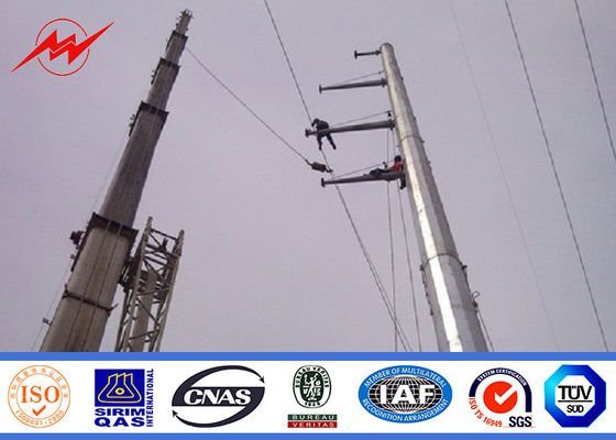 169KV Galvanized Steel Power Distribution Poles Dengan Cross Arm 12 Side