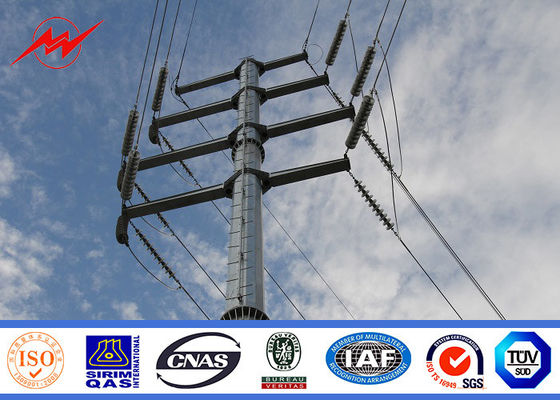 11kv ke 69kv Galvanized Utility Power Poles Untuk Proyek Saluran Transmisi Listrik Overhead dengan Bitumen