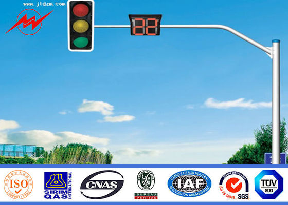 Steel IP65 6m Traffic Light Pole, Galvanized Street Lighting Pole