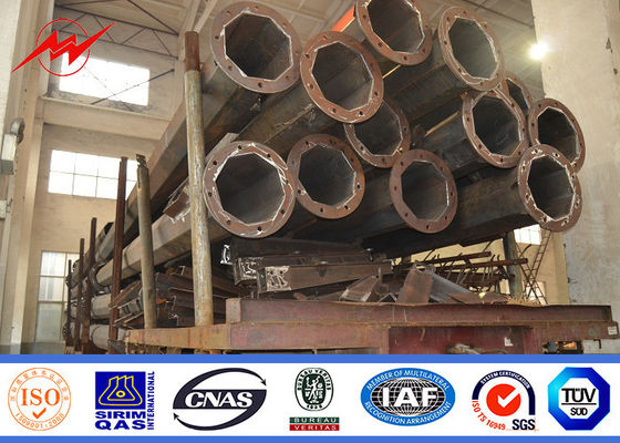 Hot Dip Galvanized 12m Q235 Single Arm Street Light Poles Untuk Pencahayaan Jalan