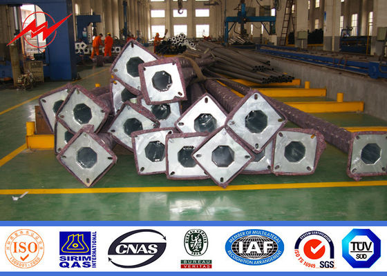 Hot Dip Galvanized 12m Q235 Single Arm Street Light Poles Untuk Pencahayaan Jalan