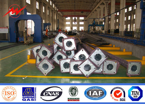 Galvanized S500MC Melengkung 9M Octagonal Mid Hinged Street Light Polandia Dengan 4mm Tebal