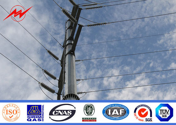 Polygonal 80ft 69kv Logam Steel Distribusi Listrik Polandia Dengan Struktur Mast Galvanized