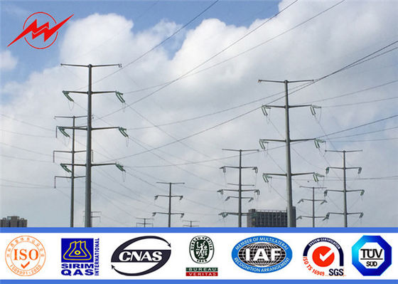 20m Tiang Baja Baja Galvanis Tiang Listrik Tenaga Listrik Jenis Lengan Tunggal Untuk Struktur Gardu 33kv