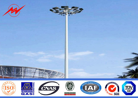 Q345 Steel Street LED High Mast Lighting Pole 20m / 25m Untuk Bandara / Pelabuhan