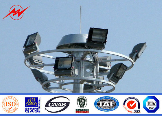 40M 60 nos LED Lights Galvanized High Mast Sports Light Tower Dengan Putaran Lantern Carriage
