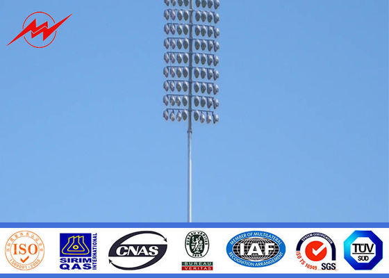 40M 60 nos LED Lights Galvanized High Mast Stadium Light Tower Dengan Putaran Lantern Carriage