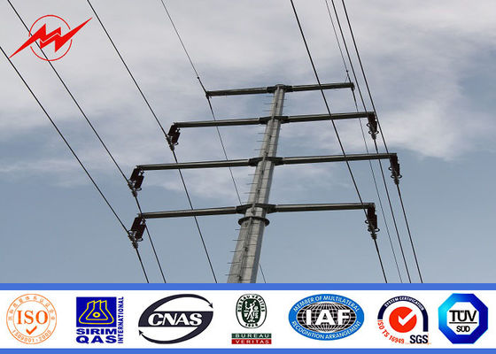 8m 2.5KN Jalur Transmisi Listrik Power Pole Dengan Cross Arm