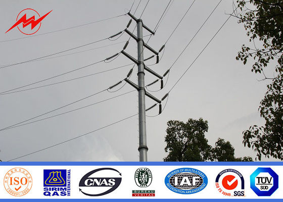 16m 20kn Galvanized Electric Steel Utility Pole Dengan Galvanized Multifunction Ladder Top