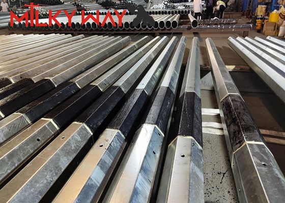 1250 Dan 11.8M 8 Sisi tiang listrik 4mm Ketebalan Pengeboran langsung ASTM A123 Standar Galvanisasi