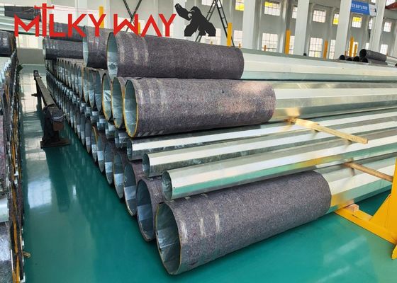 1250 Dan 11.8M 8 Sisi tiang listrik 4mm Ketebalan Pengeboran langsung ASTM A123 Standar Galvanisasi