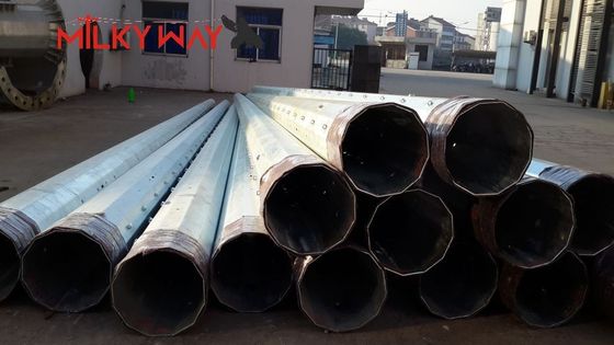 17m Galvanized Steel Power Transmission Pole 1200daN Beban ASTM A123