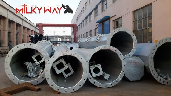 3.5m-15m Steel Power Pole untuk pencahayaan jalanan dengan opsi kerucut dan poligonal