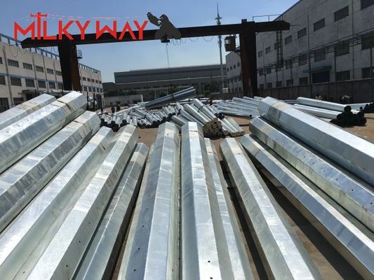 Distribusi Daya tiang baja listrik 35FT 40FT Hot Dip Galvanized Finish