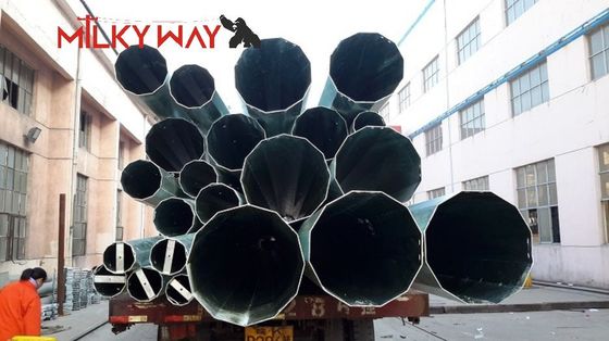 Distribusi Daya tiang baja listrik 35FT 40FT Hot Dip Galvanized Finish