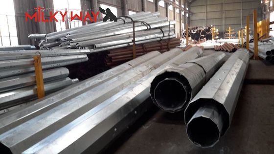 17m Galvanized Steel Power Transmission Pole 1200daN Beban ASTM A123