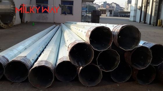 Hot Dip Galvanizing Octagonal Galvanized Steel Pole Untuk Distribusi Listrik Dengan Tinggi 12m