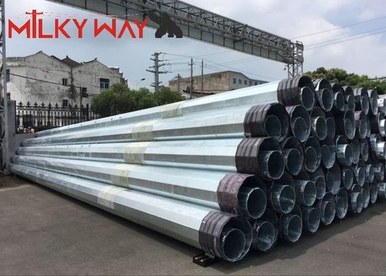 17m Galvanized Steel Power Transmission Pole 1200daN Beban ASTM A123