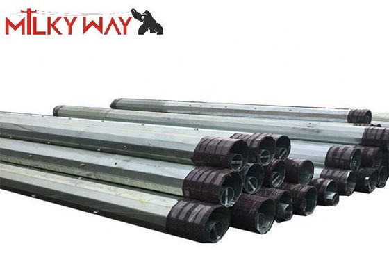 35FT 70FT 90FT Octogonal Galvanized Steel Power Pole Dengan Bitumen Untuk Corrosion Resistant Transmission Line
