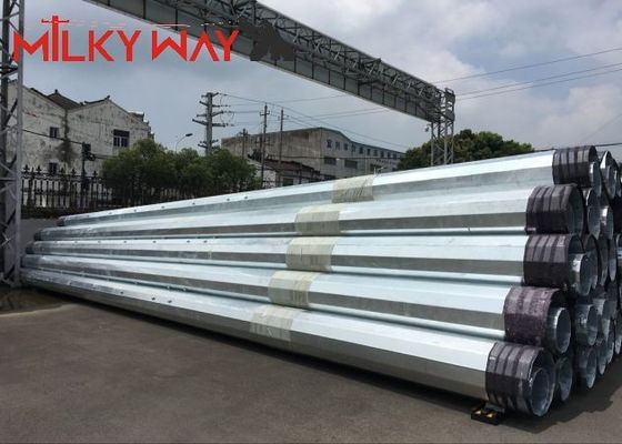 Distribusi Daya tiang baja listrik 35FT 40FT Hot Dip Galvanized Finish