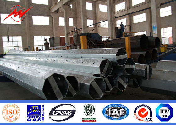 11.9M Ketegangan Tinggi Hot Dip Galvanized Steel Pole, Kutub Anticorrosive Power Line